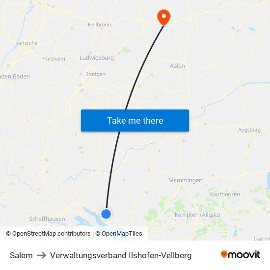 Salem to Verwaltungsverband Ilshofen-Vellberg map