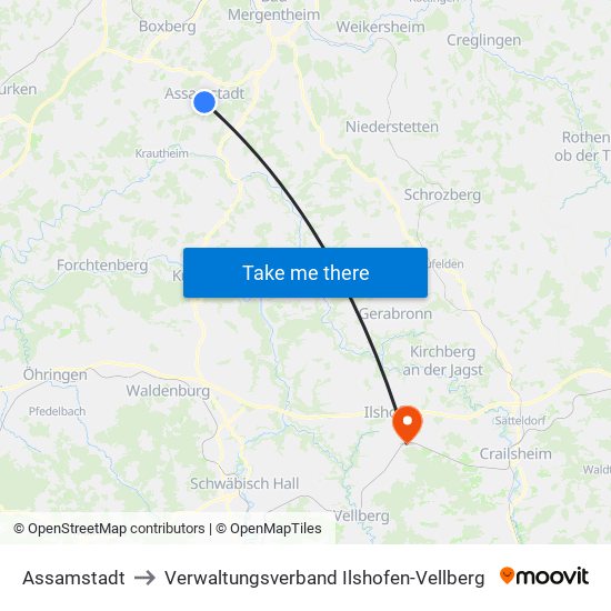 Assamstadt to Verwaltungsverband Ilshofen-Vellberg map