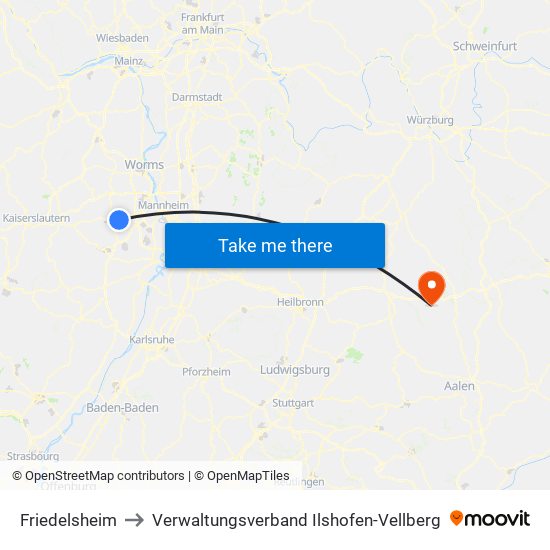 Friedelsheim to Verwaltungsverband Ilshofen-Vellberg map