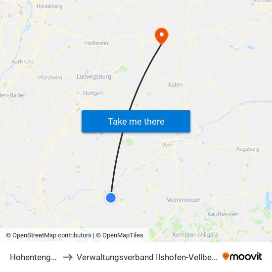 Hohentengen to Verwaltungsverband Ilshofen-Vellberg map