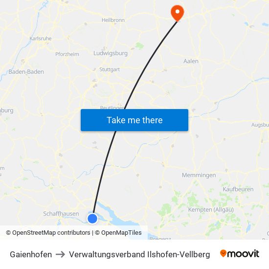 Gaienhofen to Verwaltungsverband Ilshofen-Vellberg map