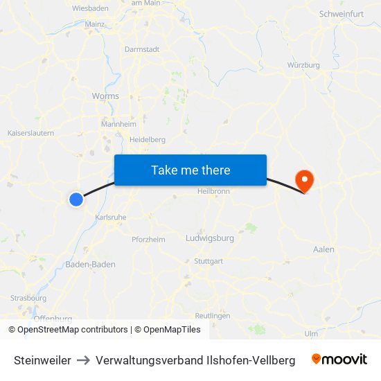 Steinweiler to Verwaltungsverband Ilshofen-Vellberg map
