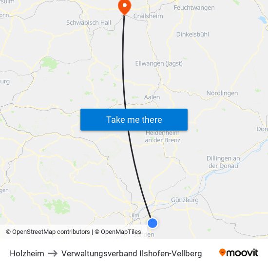 Holzheim to Verwaltungsverband Ilshofen-Vellberg map