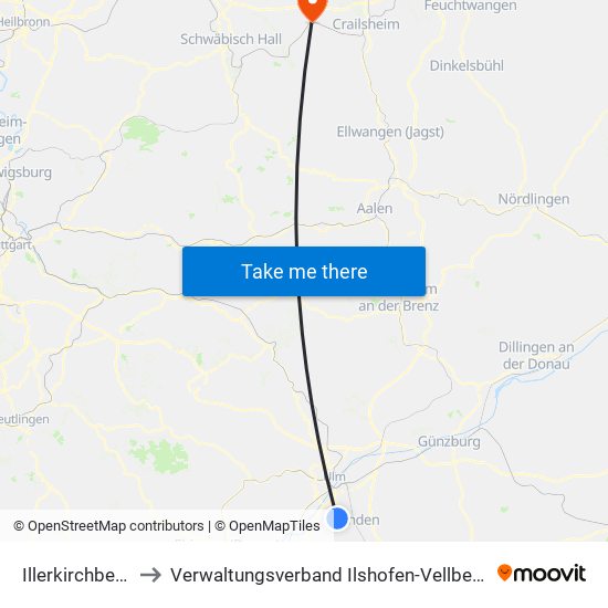 Illerkirchberg to Verwaltungsverband Ilshofen-Vellberg map
