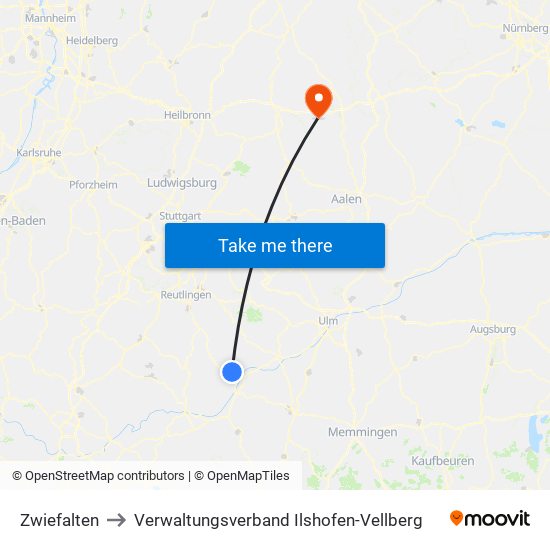 Zwiefalten to Verwaltungsverband Ilshofen-Vellberg map