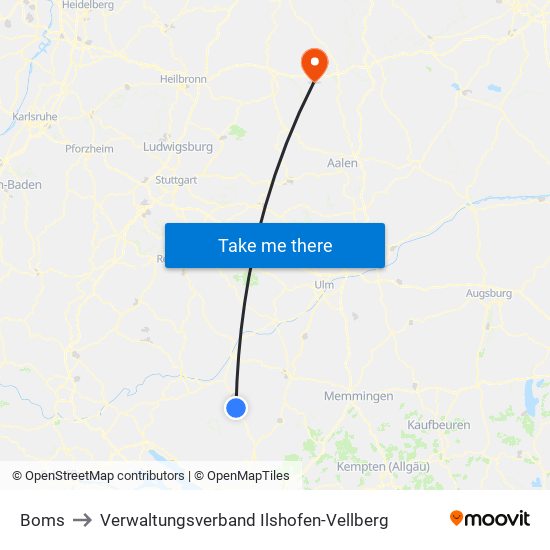 Boms to Verwaltungsverband Ilshofen-Vellberg map