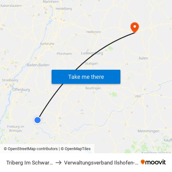 Triberg Im Schwarzwald to Verwaltungsverband Ilshofen-Vellberg map