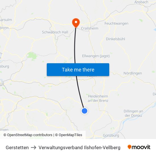 Gerstetten to Verwaltungsverband Ilshofen-Vellberg map
