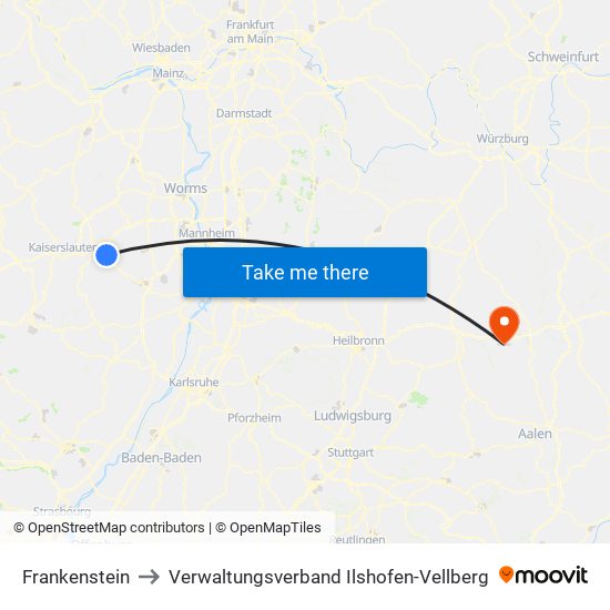 Frankenstein to Verwaltungsverband Ilshofen-Vellberg map