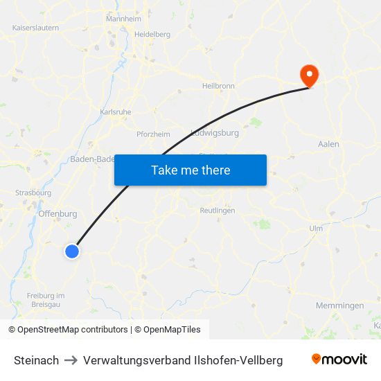 Steinach to Verwaltungsverband Ilshofen-Vellberg map