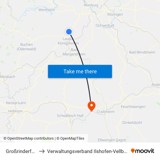 Großrinderfeld to Verwaltungsverband Ilshofen-Vellberg map