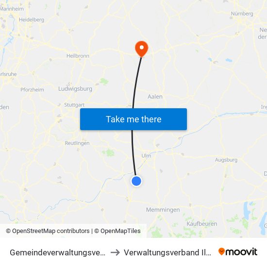 Gemeindeverwaltungsverband Laupheim to Verwaltungsverband Ilshofen-Vellberg map