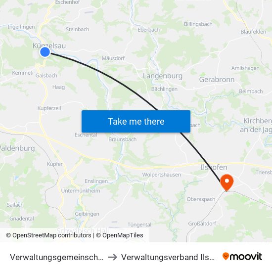 Verwaltungsgemeinschaft Künzelsau to Verwaltungsverband Ilshofen-Vellberg map