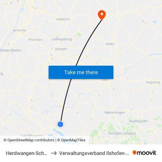 Herdwangen-Schönach to Verwaltungsverband Ilshofen-Vellberg map