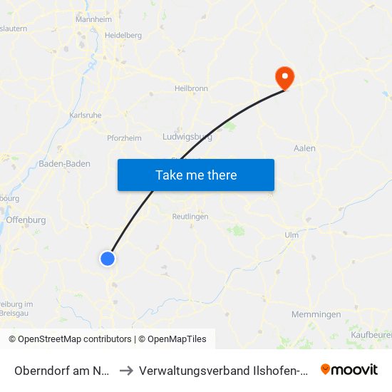 Oberndorf am Neckar to Verwaltungsverband Ilshofen-Vellberg map