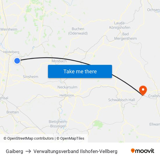 Gaiberg to Verwaltungsverband Ilshofen-Vellberg map