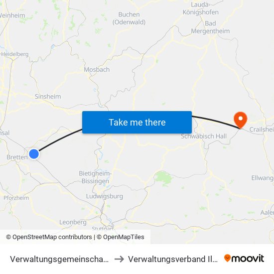 Verwaltungsgemeinschaft Oberderdingen to Verwaltungsverband Ilshofen-Vellberg map