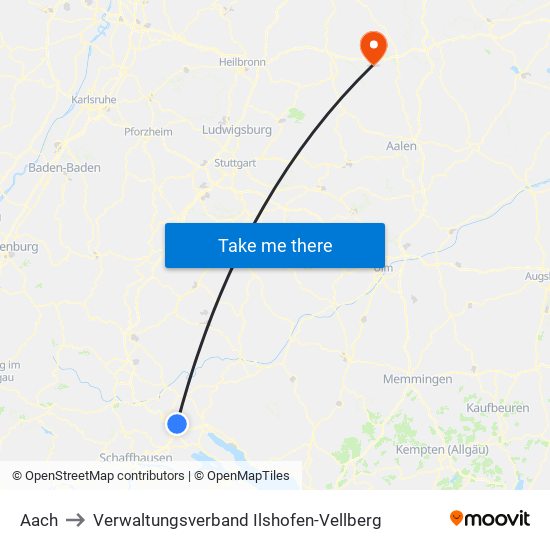 Aach to Verwaltungsverband Ilshofen-Vellberg map