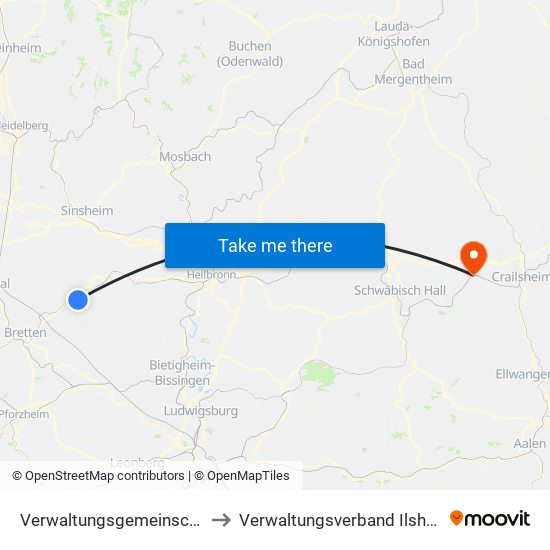 Verwaltungsgemeinschaft Sulzfeld to Verwaltungsverband Ilshofen-Vellberg map