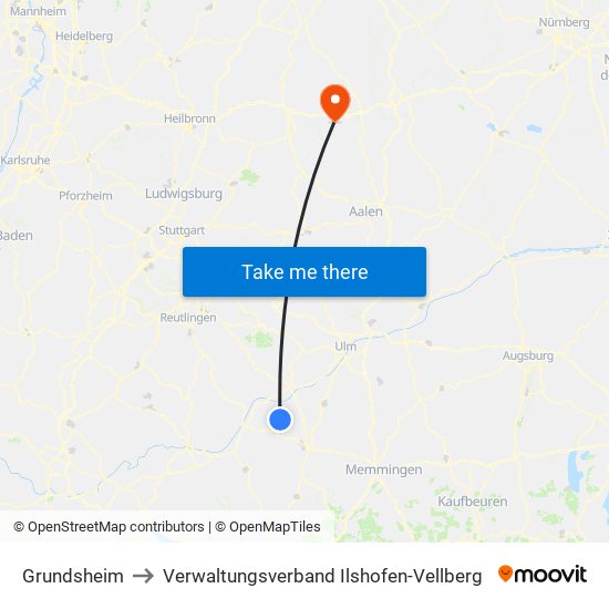 Grundsheim to Verwaltungsverband Ilshofen-Vellberg map