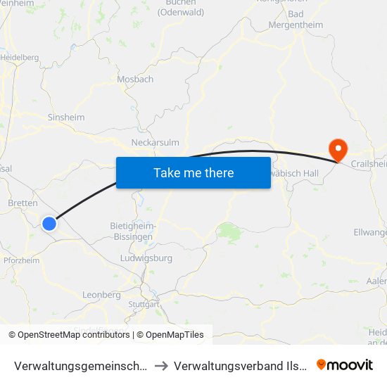 Verwaltungsgemeinschaft Maulbronn to Verwaltungsverband Ilshofen-Vellberg map