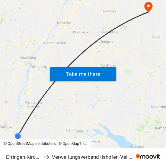 Efringen-Kirchen to Verwaltungsverband Ilshofen-Vellberg map