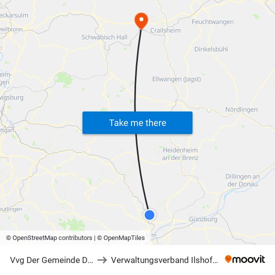 Vvg Der Gemeinde Dornstadt to Verwaltungsverband Ilshofen-Vellberg map