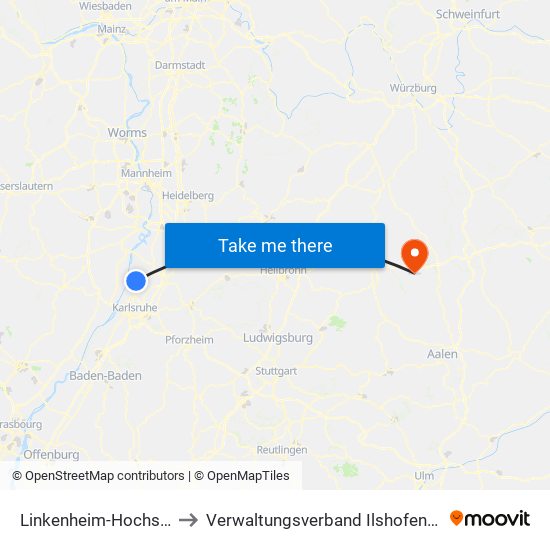 Linkenheim-Hochstetten to Verwaltungsverband Ilshofen-Vellberg map