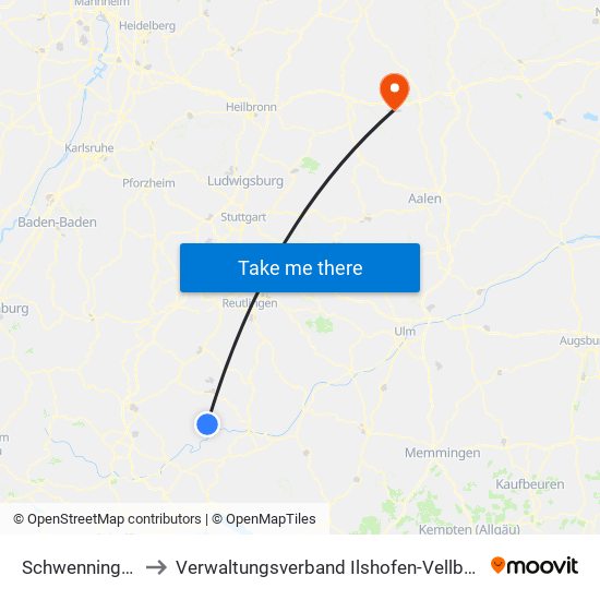 Schwenningen to Verwaltungsverband Ilshofen-Vellberg map