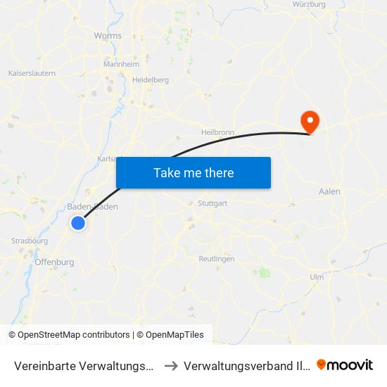 Vereinbarte Verwaltungsgemeinschaft Bühl to Verwaltungsverband Ilshofen-Vellberg map