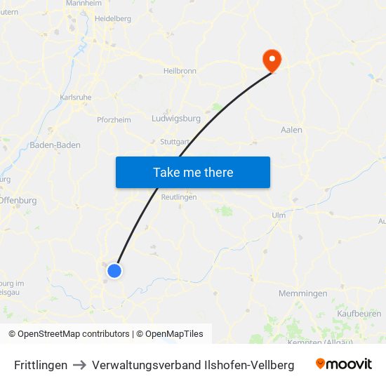 Frittlingen to Verwaltungsverband Ilshofen-Vellberg map