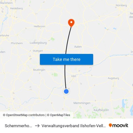 Schemmerhofen to Verwaltungsverband Ilshofen-Vellberg map