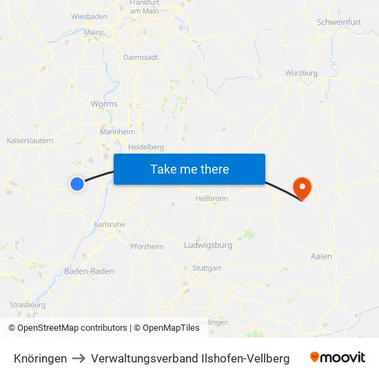 Knöringen to Verwaltungsverband Ilshofen-Vellberg map