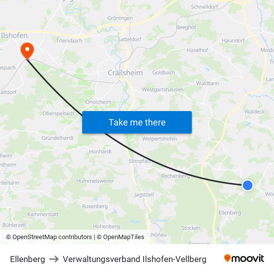 Ellenberg to Verwaltungsverband Ilshofen-Vellberg map