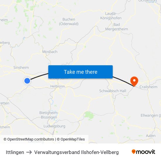 Ittlingen to Verwaltungsverband Ilshofen-Vellberg map