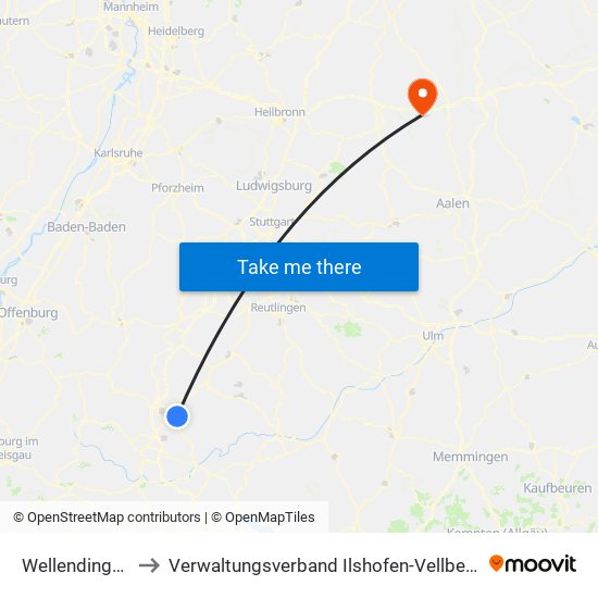 Wellendingen to Verwaltungsverband Ilshofen-Vellberg map