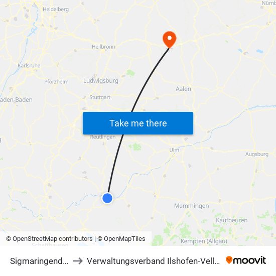 Sigmaringendorf to Verwaltungsverband Ilshofen-Vellberg map