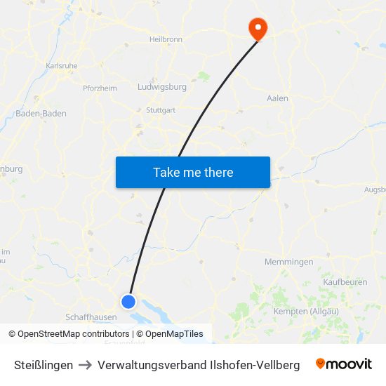 Steißlingen to Verwaltungsverband Ilshofen-Vellberg map