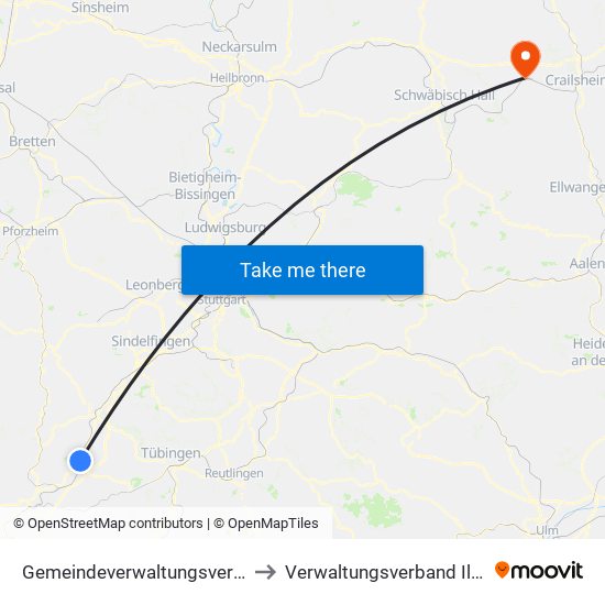 Gemeindeverwaltungsverband Oberes Gäu to Verwaltungsverband Ilshofen-Vellberg map