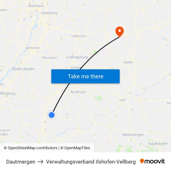 Dautmergen to Verwaltungsverband Ilshofen-Vellberg map