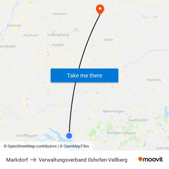 Markdorf to Verwaltungsverband Ilshofen-Vellberg map