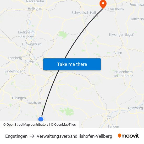 Engstingen to Verwaltungsverband Ilshofen-Vellberg map