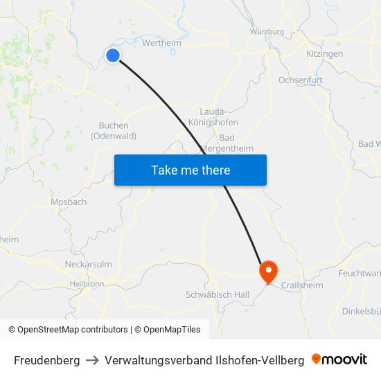 Freudenberg to Verwaltungsverband Ilshofen-Vellberg map