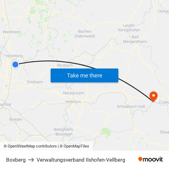 Boxberg to Verwaltungsverband Ilshofen-Vellberg map