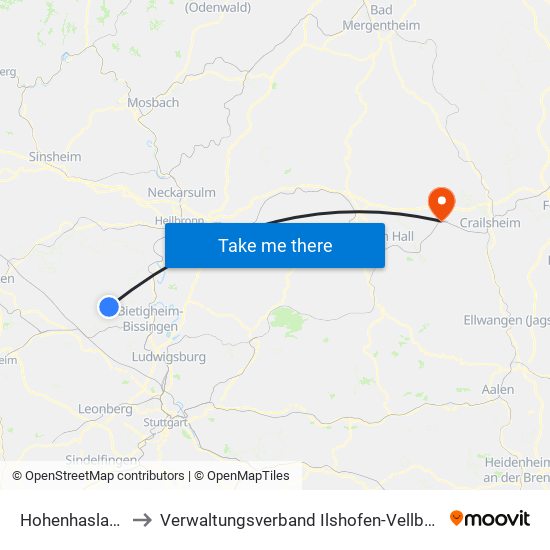 Hohenhaslach to Verwaltungsverband Ilshofen-Vellberg map