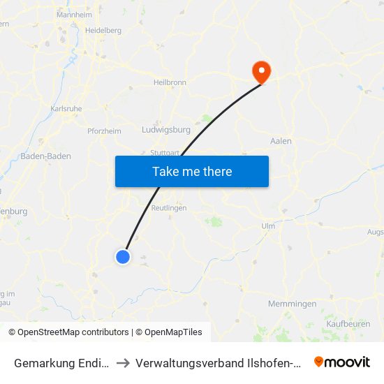 Gemarkung Endingen to Verwaltungsverband Ilshofen-Vellberg map