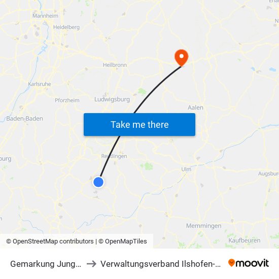 Gemarkung Jungingen to Verwaltungsverband Ilshofen-Vellberg map