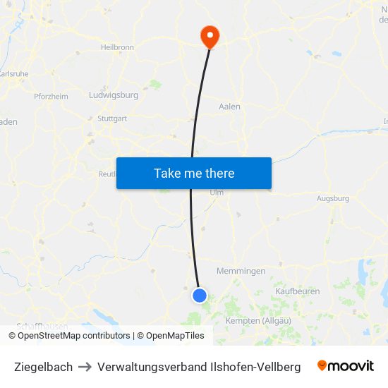 Ziegelbach to Verwaltungsverband Ilshofen-Vellberg map