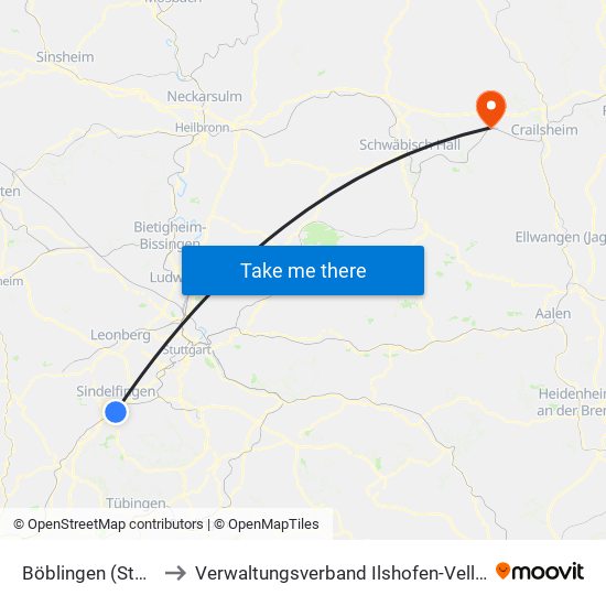 Böblingen (Stadt) to Verwaltungsverband Ilshofen-Vellberg map