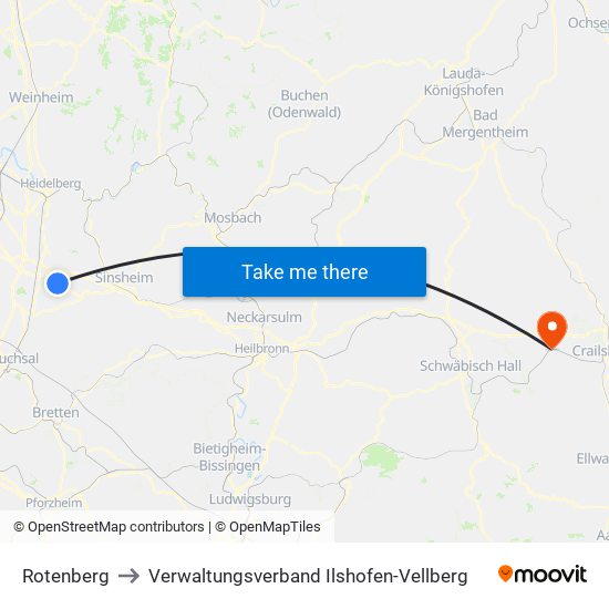 Rotenberg to Verwaltungsverband Ilshofen-Vellberg map